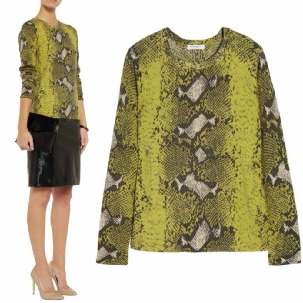 Equipment Femme Cashmere Sloane Diamondback Python Sweater Blazing Yellow Size M